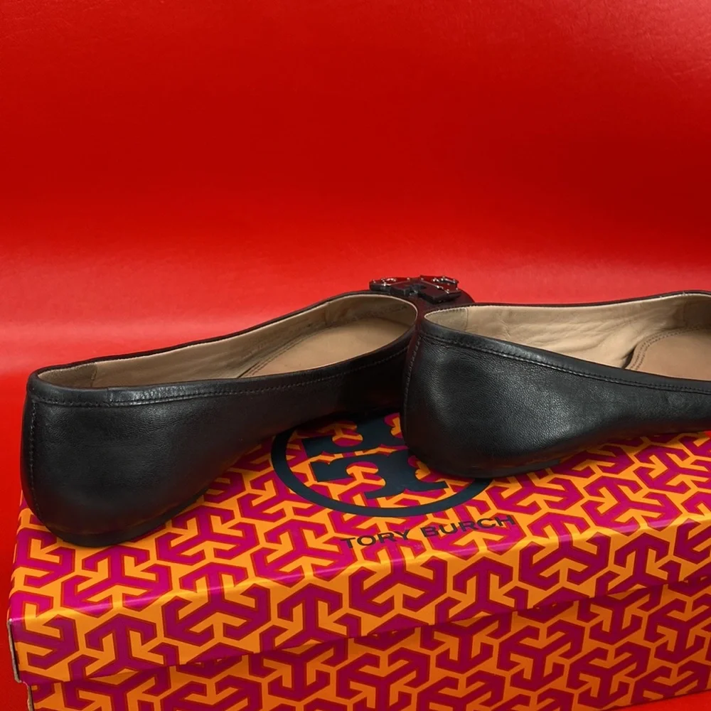 Tory Burch Lowell Black Leather Flats size 8M - Picture 12 of 16
